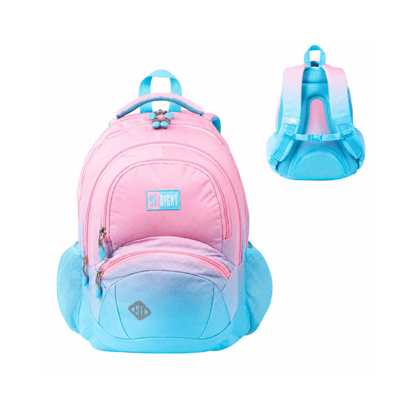 St. Right Pink and Blue Gradient School Backpack | 17", Padded Straps