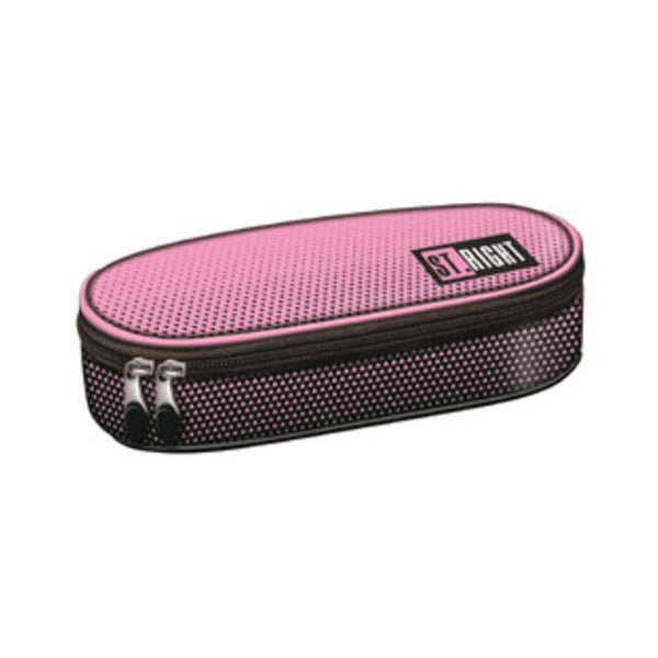 St. Right Pink Gradient Dual Zip Pencil Case | Oval, Black Trim
