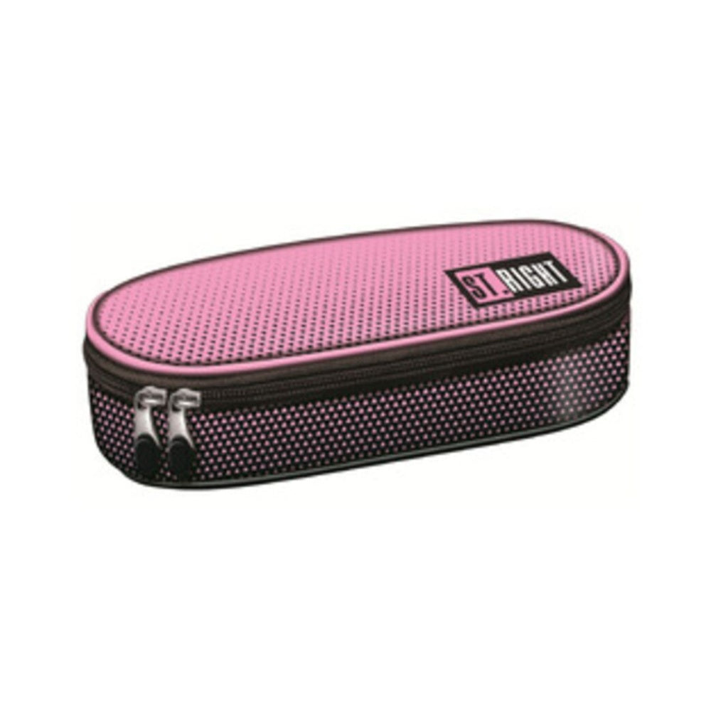 St. Right Pink Gradient Dual Zip Pencil Case | Oval, Black Trim