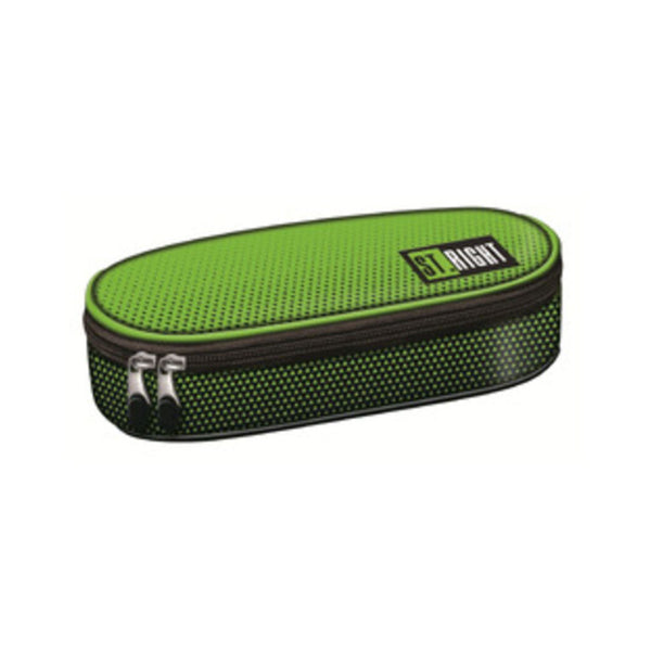 St. Right Green Gradient Hard-Shell Pencil Case | Oval, Dual Zip Pulls