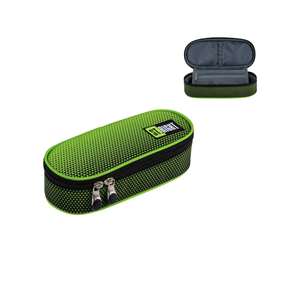 St. Right Green Gradient Hard-Shell Pencil Case | Oval, Dual Zip Pulls