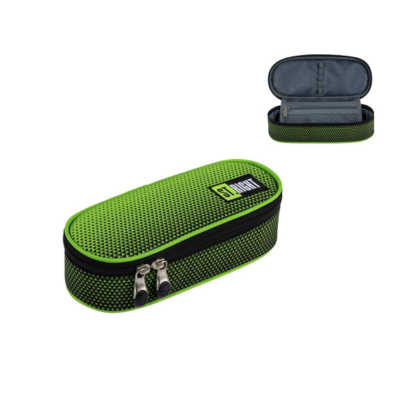 St. Right Green Gradient Hard-Shell Pencil Case | Oval, Dual Zip Pulls