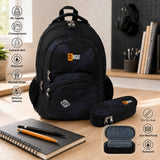 St. Right Lava Multi-Compartment Backpack | Black And Orange, 17 Inch