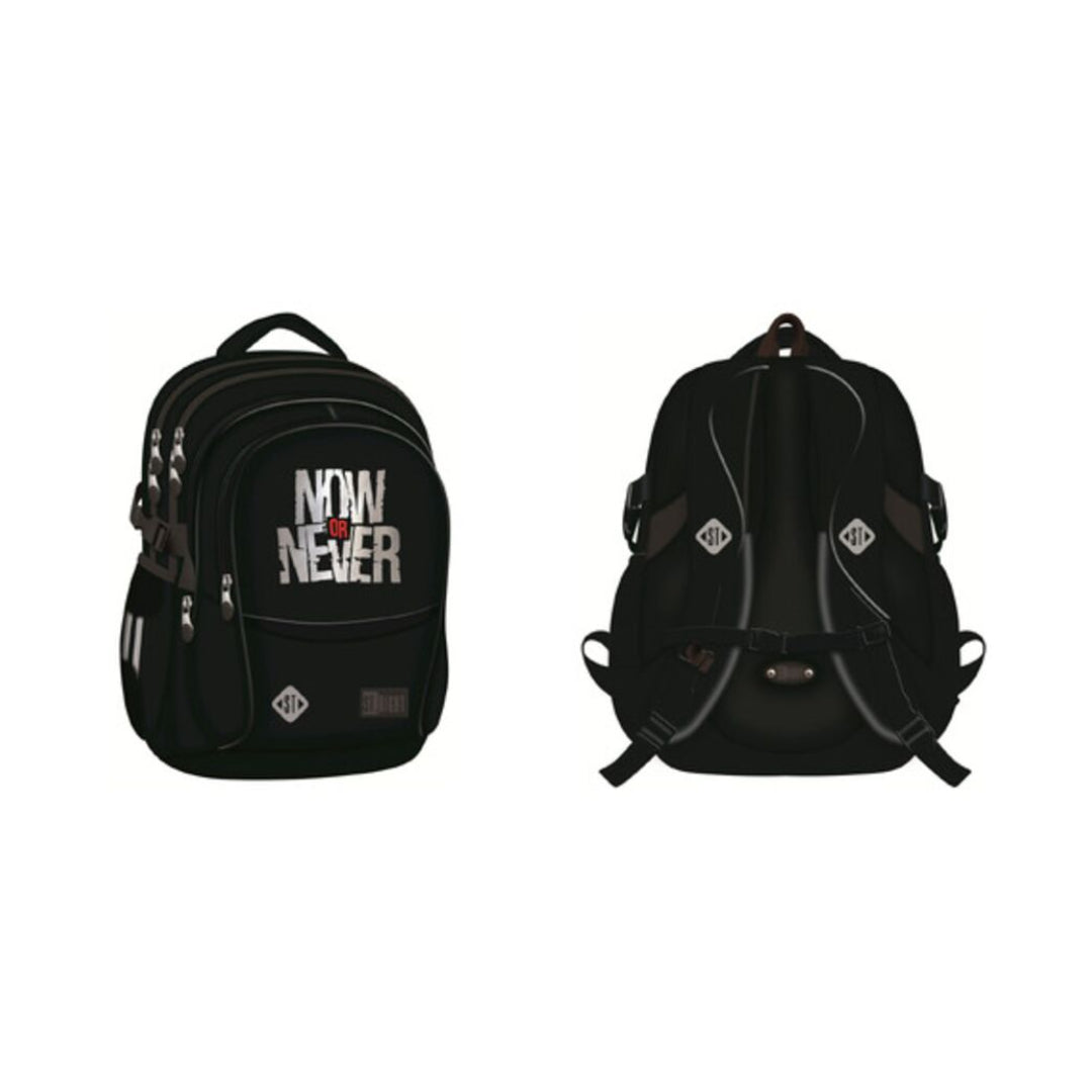 St. Right Now or Never Black Multi-Compartment Backpack | 17 Inch
