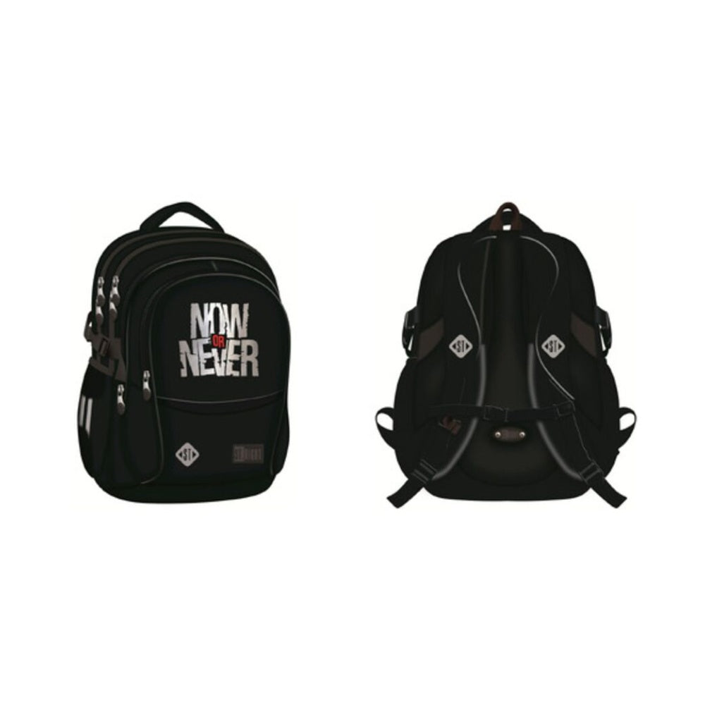 St. Right Now Or Never Black Multi Compartment Backpack | 17 Inch
