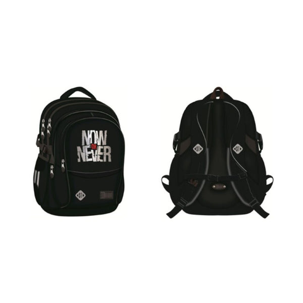 St. Right Now Or Never Black Multi Compartment Backpack | 17 Inch