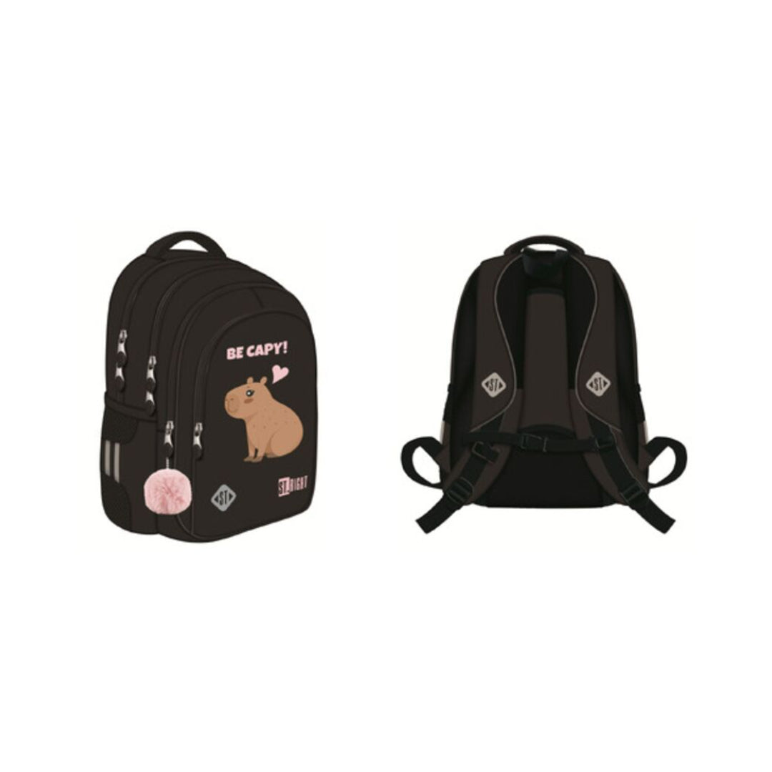 St. Right Be Cappy Capybara School Backpack | 16 Inch, Black