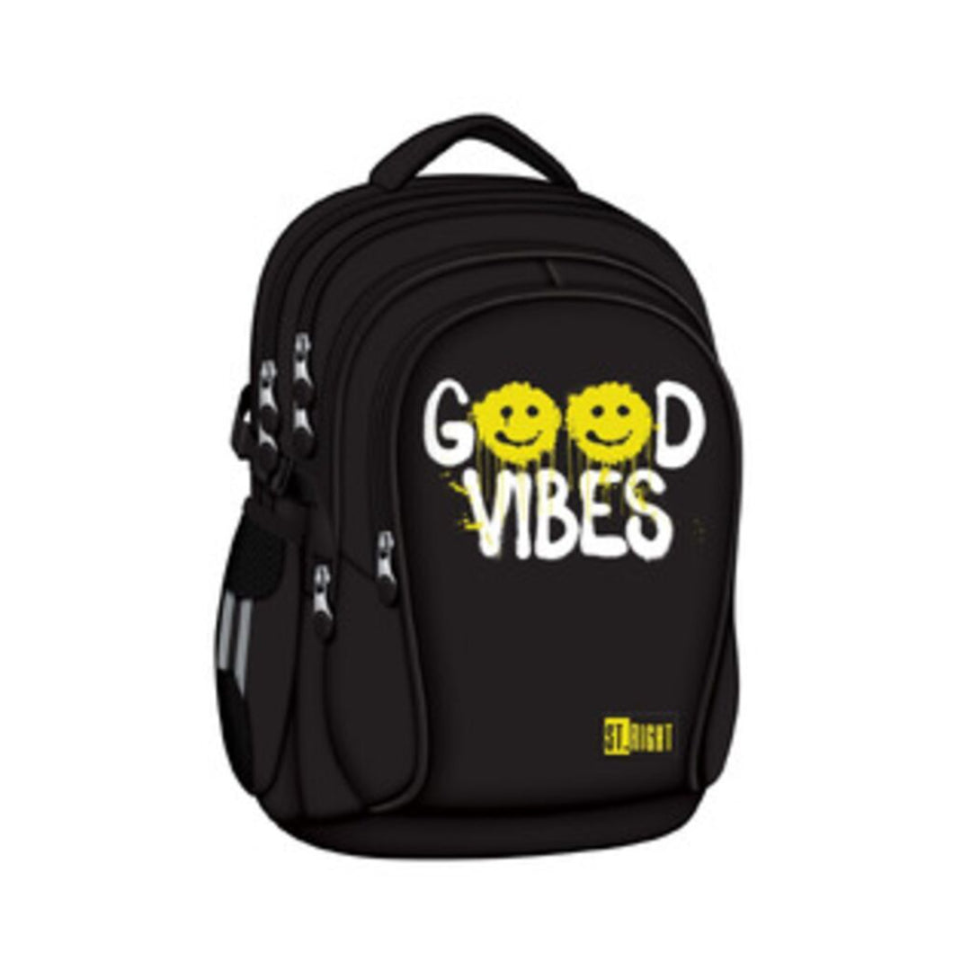 St. Right Good Vibes Positive Attitude Backpack | 17 Inch, Black