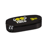 St. Right Good Vibes Oval Pencil Case | Black, Dual Zip Pullers
