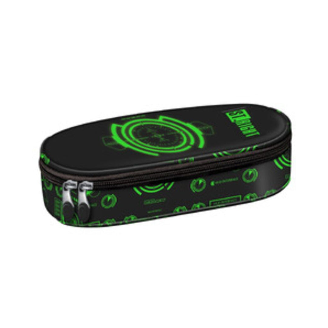 St. Right Tech Vision Gaming Pencil Case | Black and Neon Green, Oval