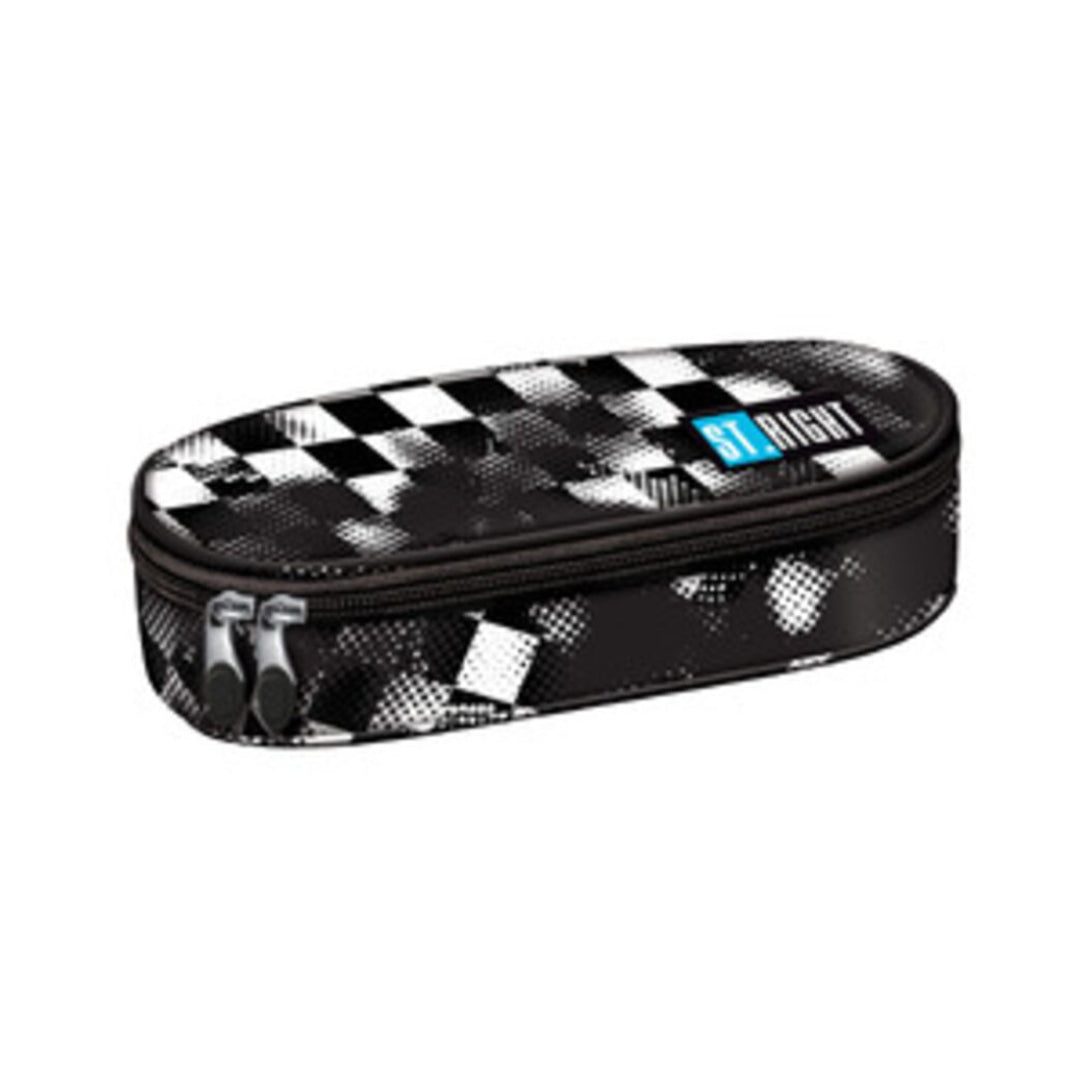 St. Right Race Check Hard-Shell Pencil Case | Black and White Check