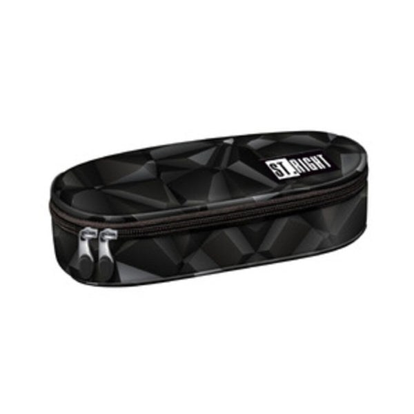St. Right Black Geometric Hard-Shell Pencil Case | Dual Zip