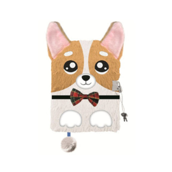 My Little Friends Corgi Plush Lockable Diary Notebook | A5, with Key