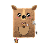 My Little Friends A5 Furry Kangaroo Notebook | Lock and Key, Bookmark