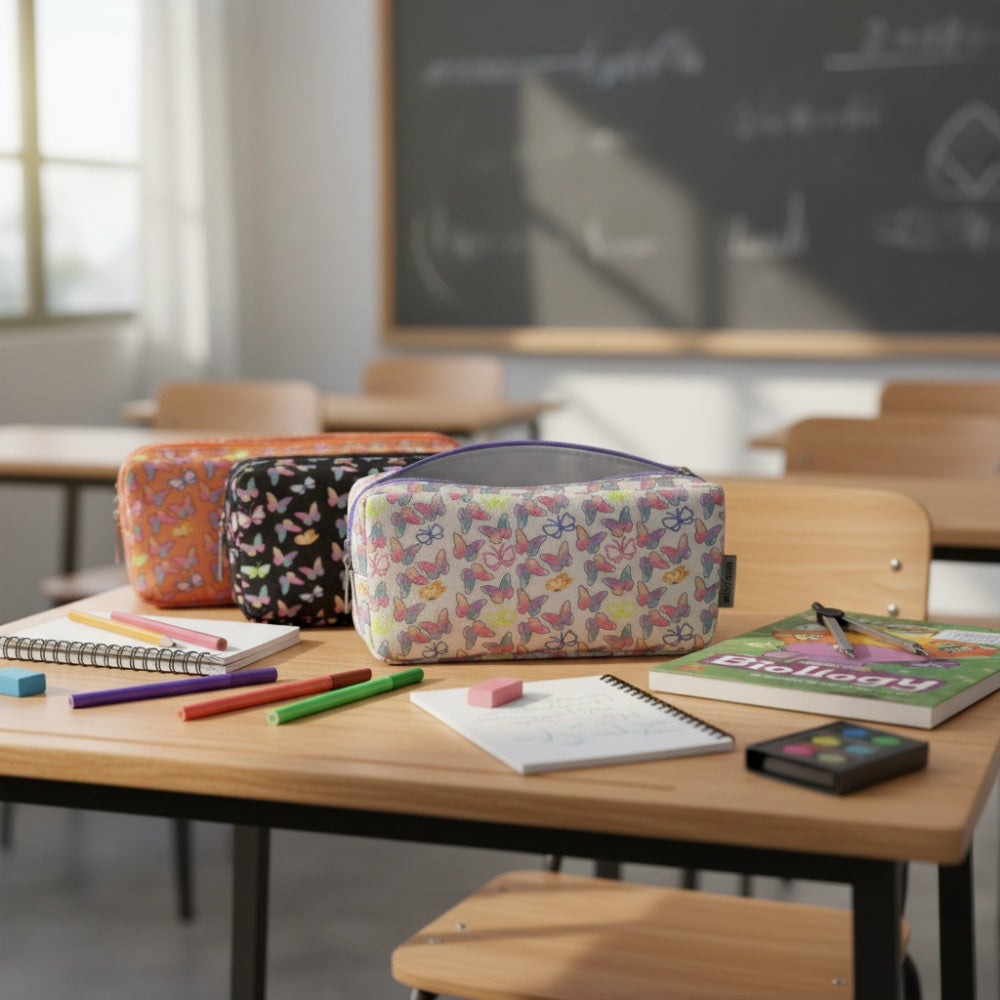 Supreme Iridescent Butterfly Double Pencil Case - Assorted Designs