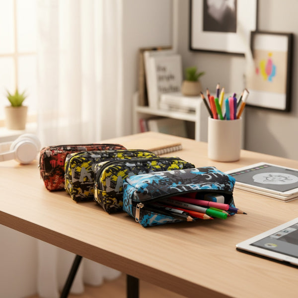 Supreme Street Art Triple Pencil Case | Assorted Designs, Zip Closure