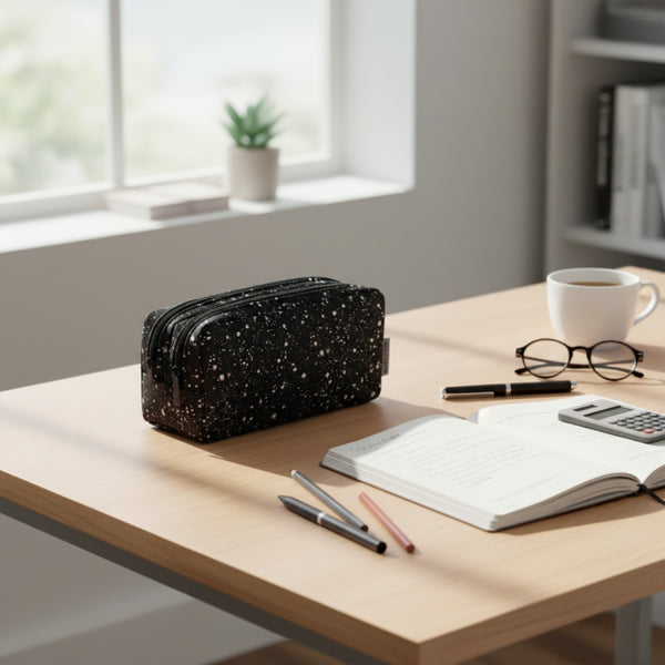 Supreme Galaxy Double Zip Pencil Case | Black Multicolour Splatter
