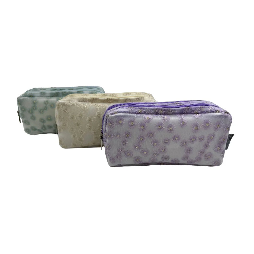 Supreme Frosted Floral Double Pencil Case | Assorted Pastel Colours