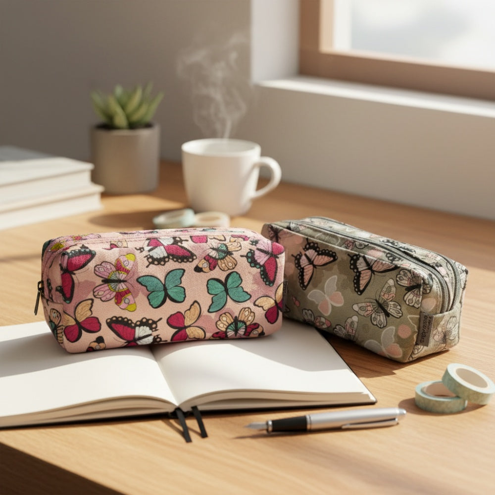 Supreme Butterfly Double Pencil Case | Assorted Designs and Colours