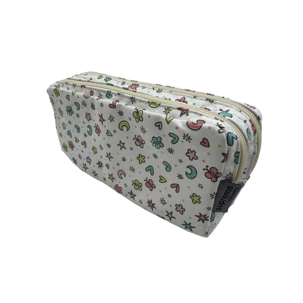 Supreme Moon and Stars Double Zip Pencil Case | Assorted Pastel Colours