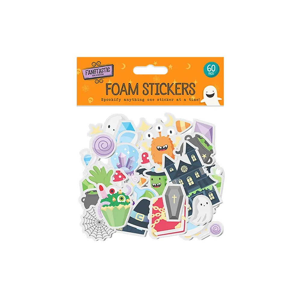 Halloween Self-Adhesive Foam Stickers - Pack of 60, Assorted Designs