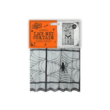 Spooky Spiderweb Lace Net Curtain - Black, 1.2 x 2.3m, Scalloped Edge