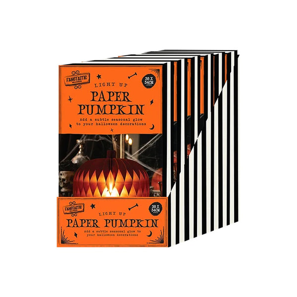 Light-Up Honeycomb Paper Pumpkin Decoration - Orange and Red, 38 x 34cm