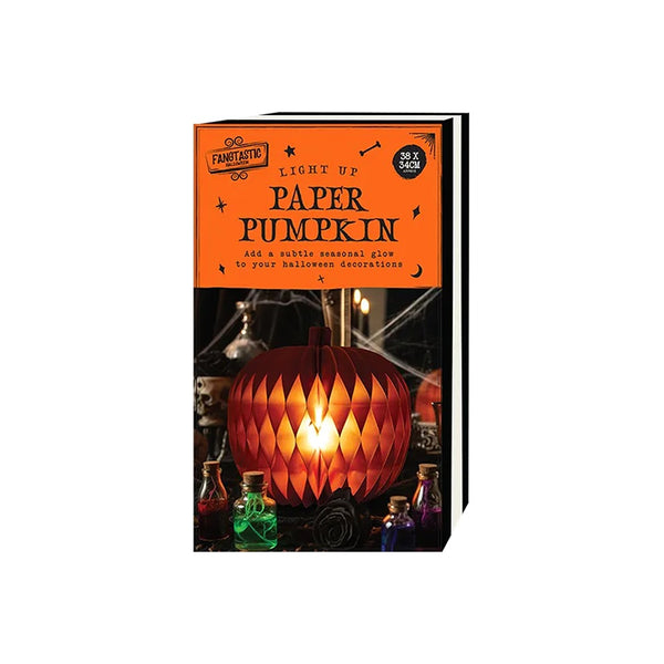 Light-Up Honeycomb Paper Pumpkin Decoration - Orange and Red, 38 x 34cm
