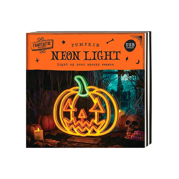 Halloween Pumpkin Neon Light with Stand - USB-Powered, Orange and Yellow
