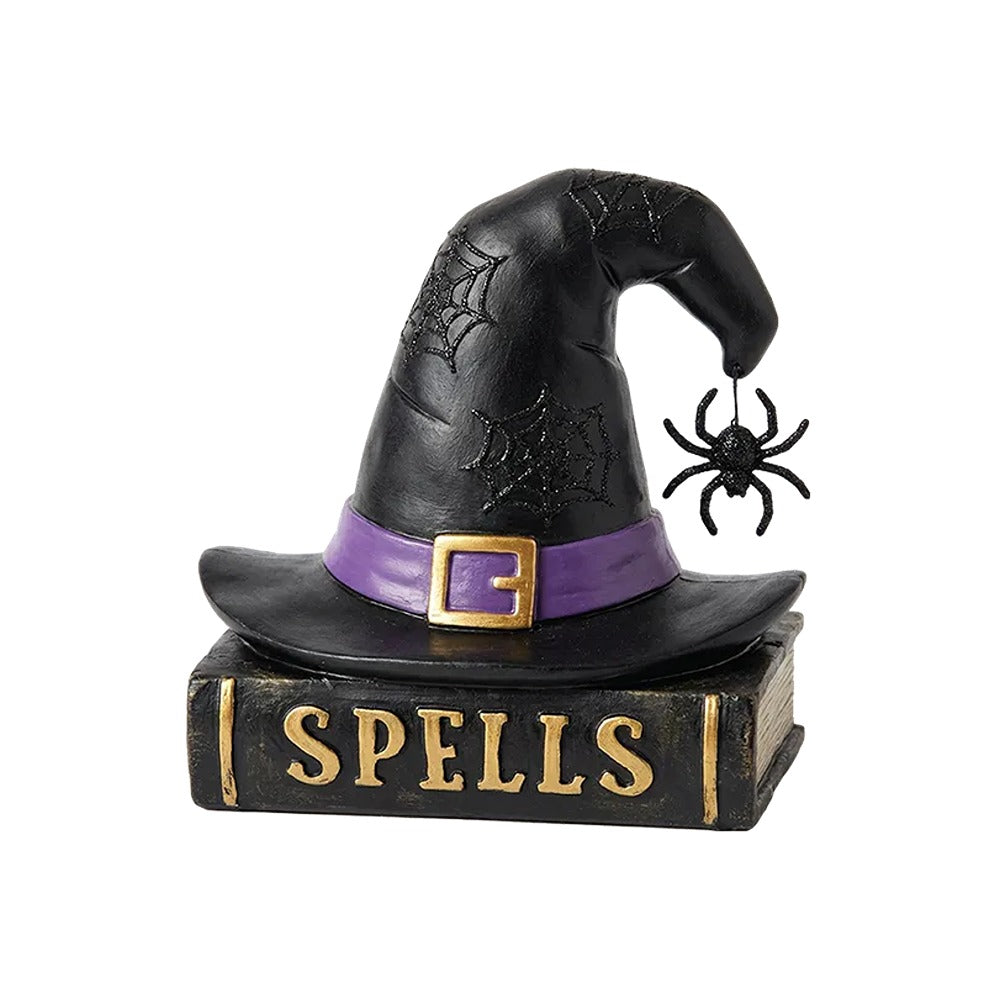 Halloween Witch Hat and Spell Book Ornament - Black, Purple and Gold