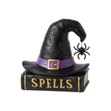 Halloween Witch Hat and Spell Book Ornament - Black, Purple and Gold