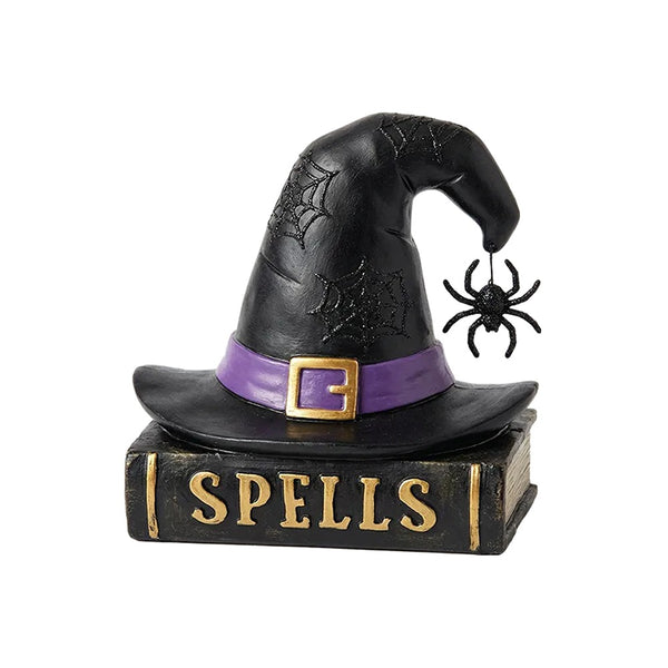 Halloween Witch Hat and Spell Book Ornament - Black, Purple and Gold