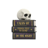 Halloween Stacked Books Skull Ornament - Black, Gold and Purple