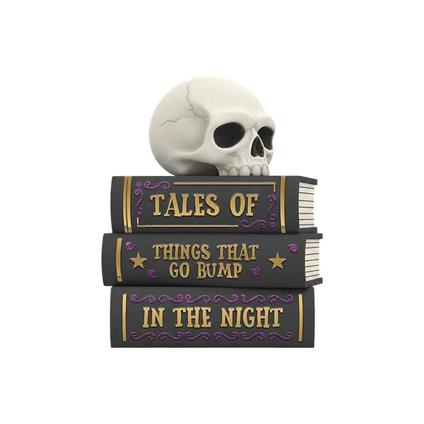 Halloween Stacked Books Skull Ornament - Black, Gold and Purple