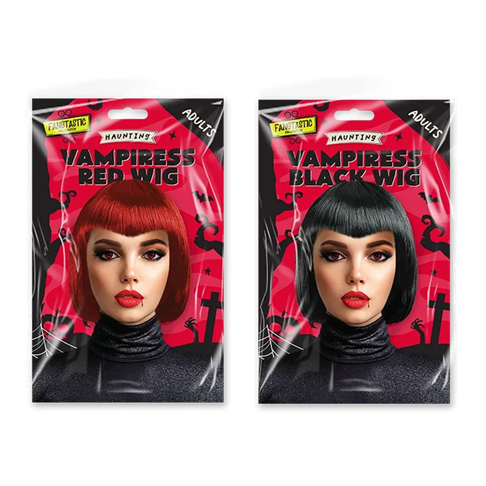 Halloween Vampiress Costume Wig - Assorted Colours, Chin-Length Bob