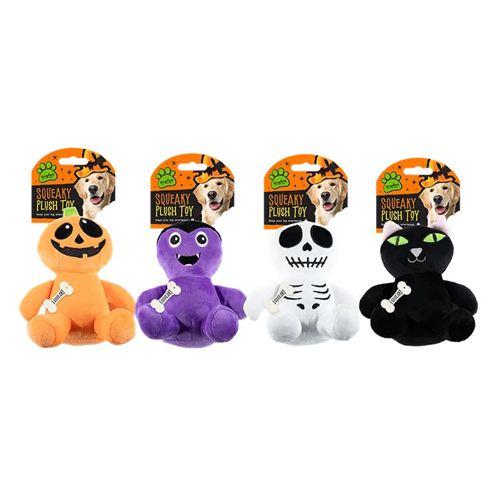 Halloween Plush Character Squeaky Dog Toy - Assorted Designs, Colours