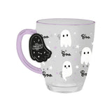 Halloween Ghost Glass Mug - Assorted Colours, Boo and Star Design