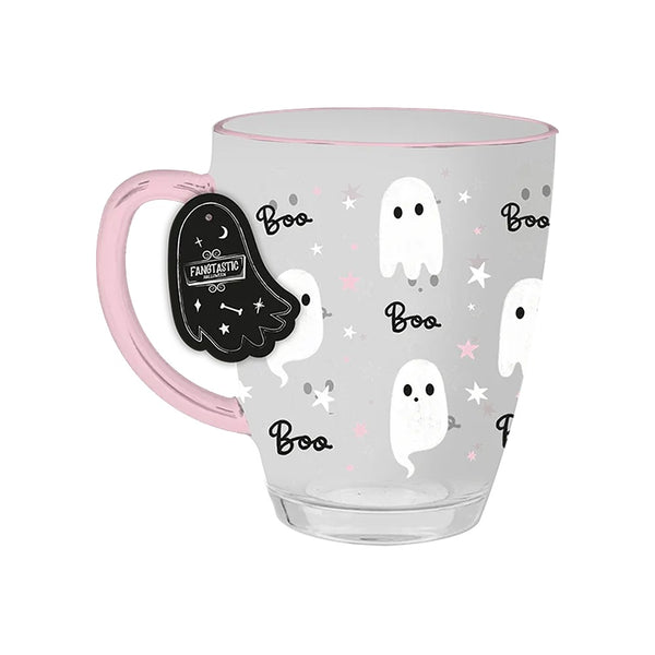 Halloween Ghost Glass Mug - Assorted Colours, Boo and Star Design
