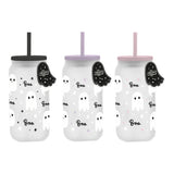 Ghost Glass Mason Jar Tumbler with Straw - Assorted Colours, Frosted
