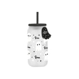 Ghost Glass Mason Jar Tumbler with Straw - Assorted Colours, Frosted
