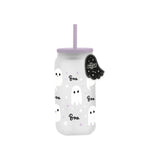 Ghost Glass Mason Jar Tumbler with Straw - Assorted Colours, Frosted