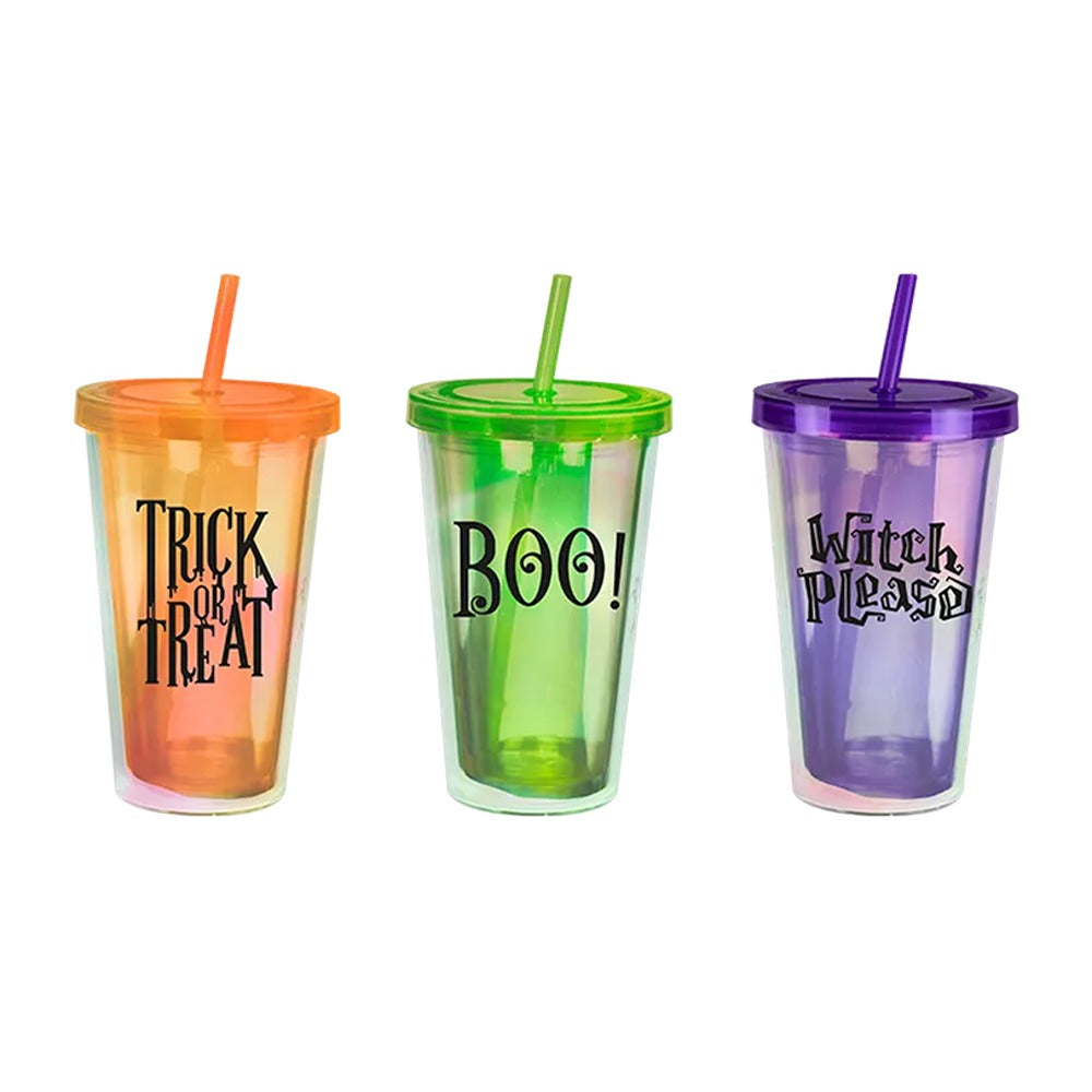 Halloween Holographic Reusable Tumbler - Assorted Colours and Designs