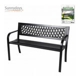 Black Metal Garden Bench with Lattice Backrest | 119cm, Outdoor Seating