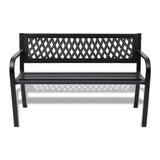 Black Metal Garden Bench with Lattice Backrest | 119cm, Outdoor Seating