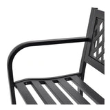 Black Metal Garden Bench with Lattice Backrest | 119cm, Outdoor Seating