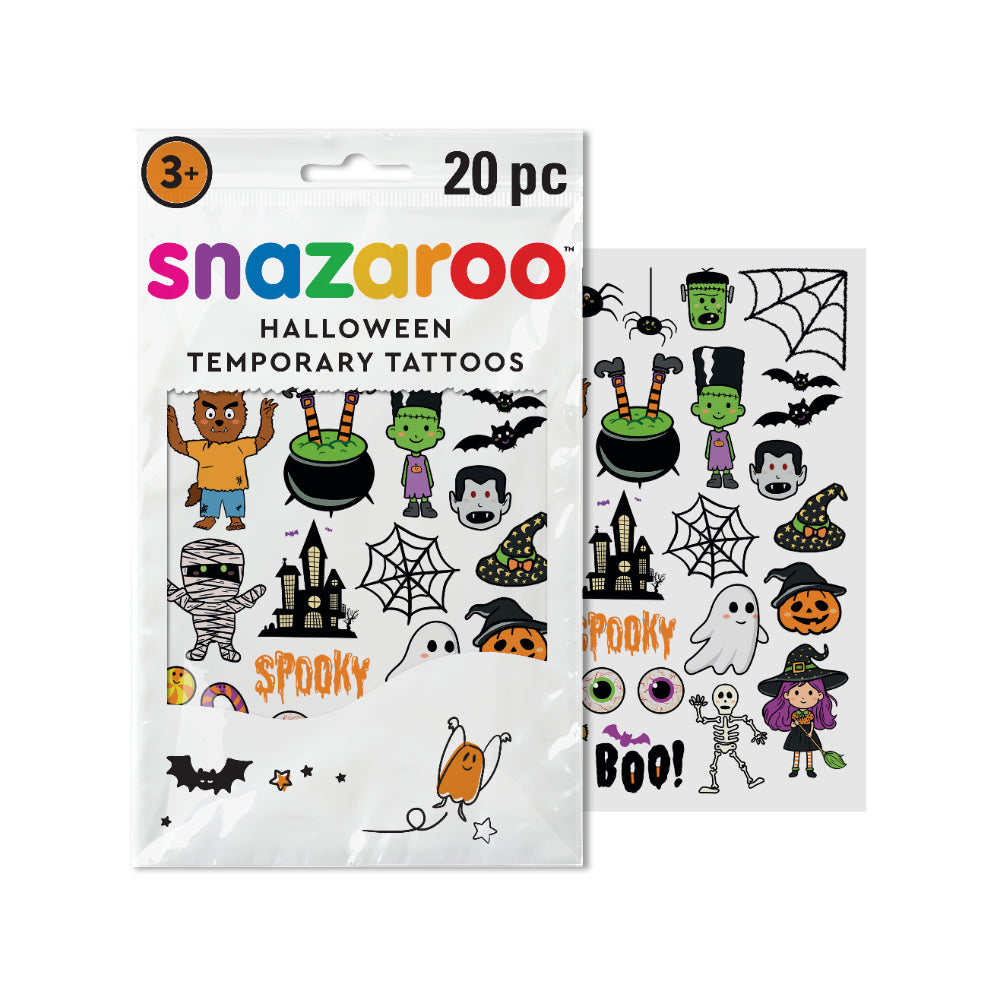 Snazaroo Cute Halloween Temporary Tattoos | Pack of 20, Assorted Designs