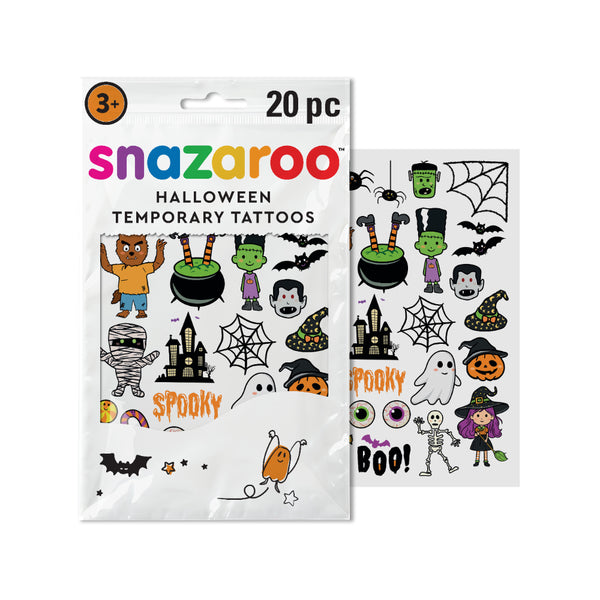 Snazaroo Cute Halloween Temporary Tattoos | Pack of 20, Assorted Designs