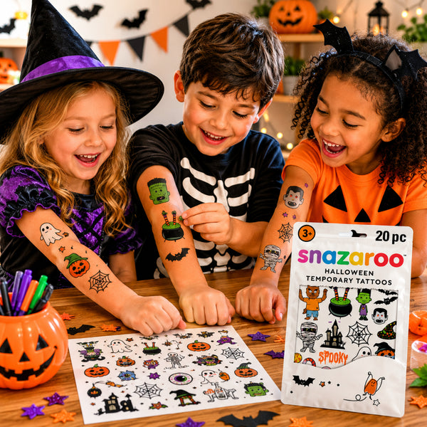 Snazaroo Cute Halloween Temporary Tattoos | Pack of 20, Assorted Designs