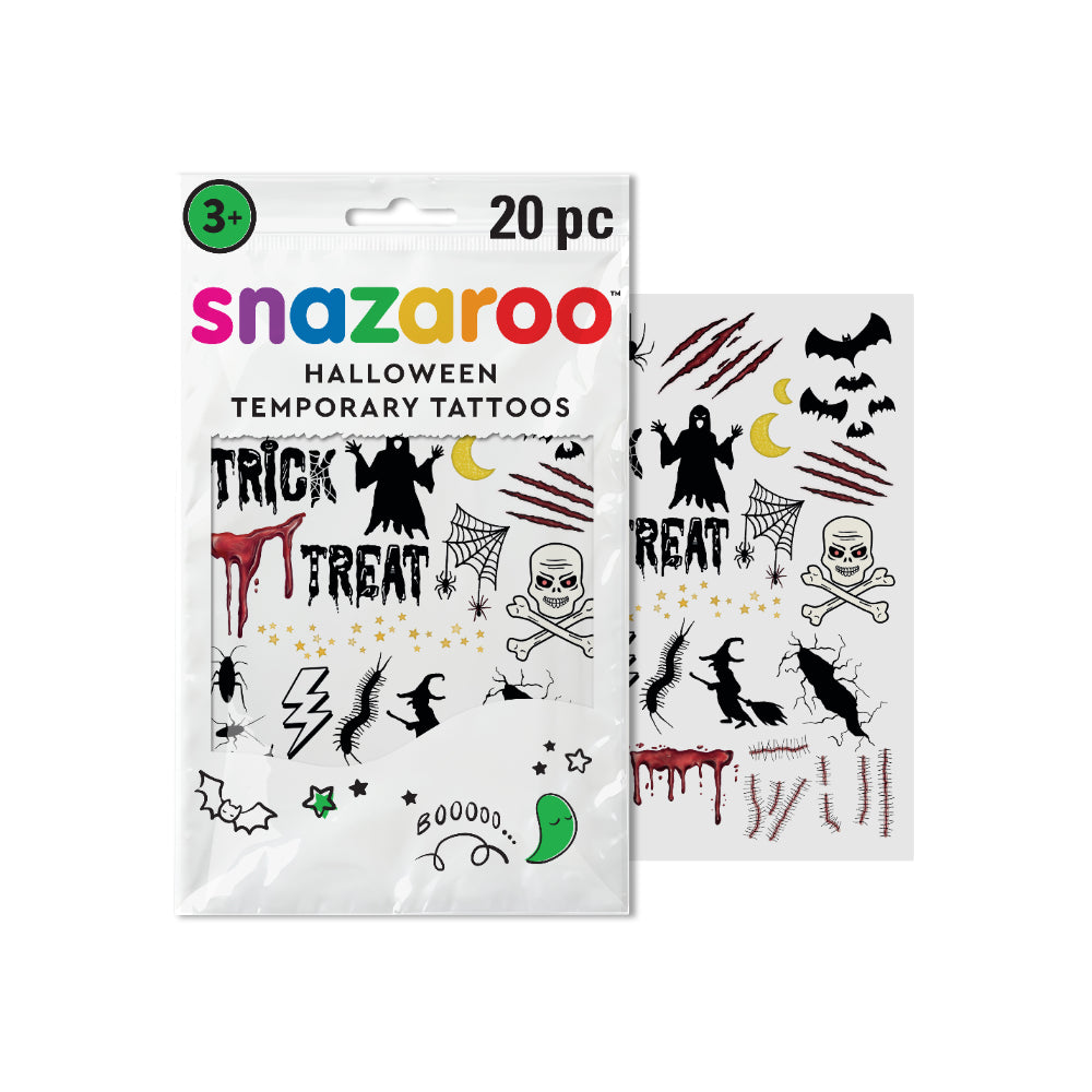 Snazaroo Halloween Spooky Temporary Tattoos - Pack of 20, Assorted Designs