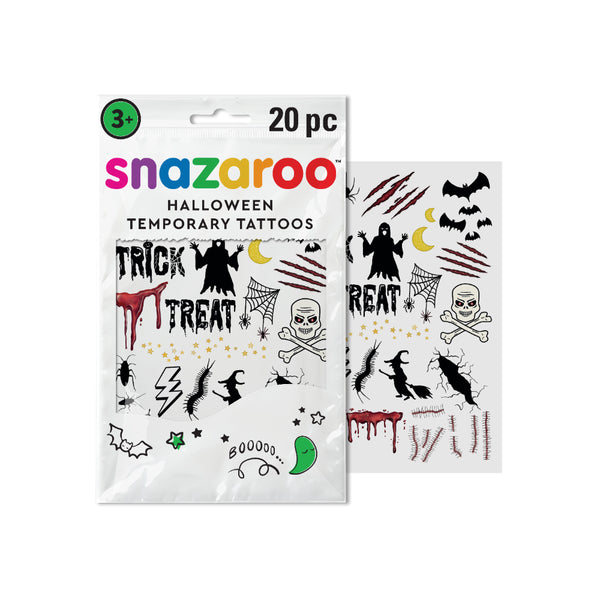 Snazaroo Halloween Spooky Temporary Tattoos - Pack of 20, Assorted Designs